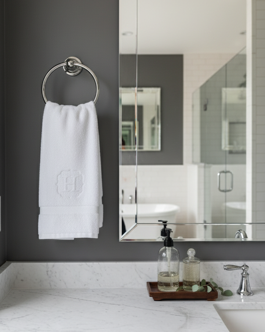 Custom Hand Towel Embossed Embroidery | Name Initial Decorative Towel