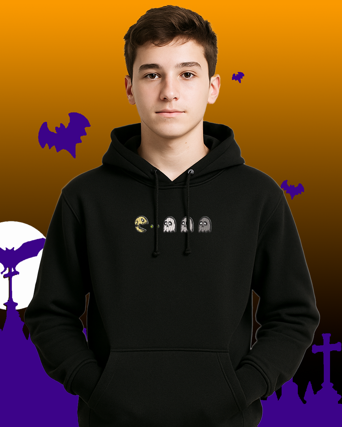 Halloween Pac-Man Hoodie | Halloween Gaming Hoodie | Gaming Theme Hoodie