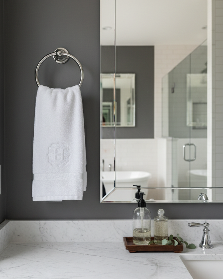 Custom Hand Towel Embossed Embroidery | Name Initial Decorative Towel