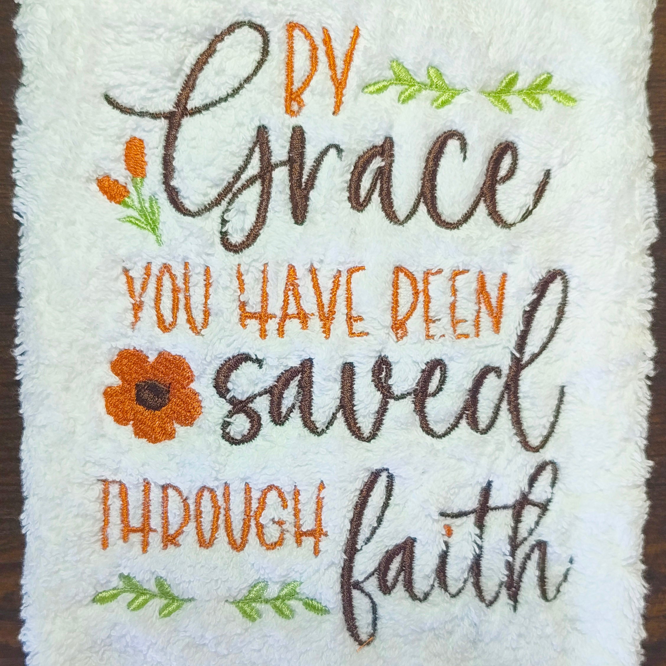 Coffee & Jesus/Grace & Faith Hand Towels | Embroidered Kitchen Towel | Decorative Hand Towel
