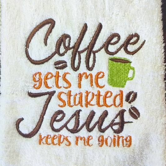 Coffee & Jesus/Grace & Faith Hand Towels | Embroidered Kitchen Towel | Decorative Hand Towel